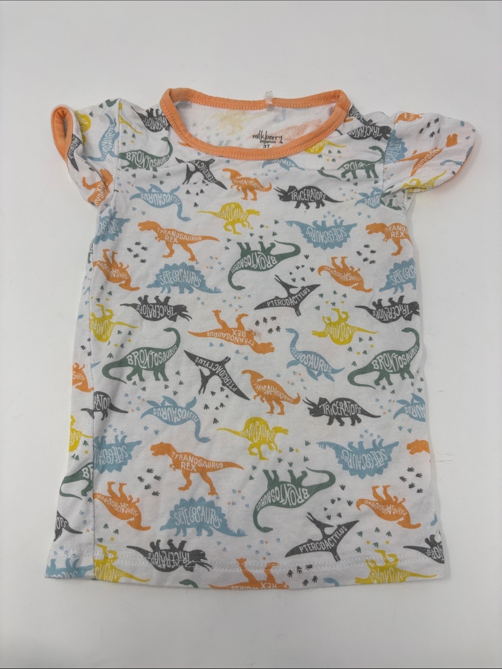 Milkberry 3T Orange-Trim Dinosaur Print Tee